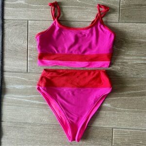 Beach Riot Pink and Red Bikini Set